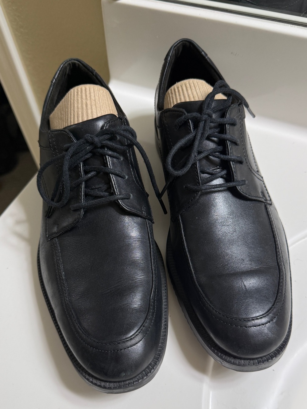 Rockport adiPRENE adidas Mens Black Leather Apron Bicycle Toe Oxfords 8.5 M V759